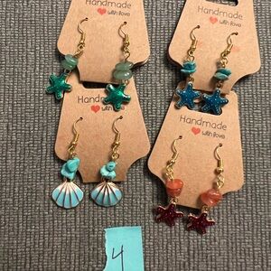 4 pairs of handmade earrings hypoallergenic metals small business made nwt